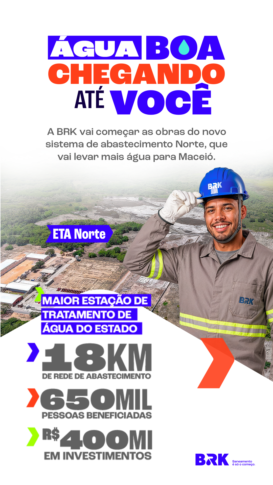 Água boa chegando até você — BRK, obras do novo sistema de abastecimento Norte em Maceió